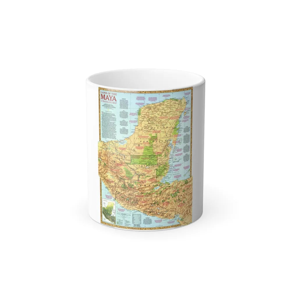 North America - Land of the Maya, A Traveller's Map (1990) (Map) Color Changing Mug 11oz-Go Mug Yourself