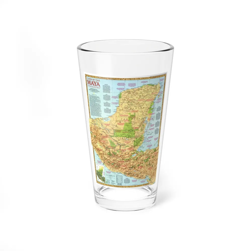 North America - Land of the Maya, A Traveller's Map (1990) (Map) Pint Glass 16oz-16oz-Go Mug Yourself