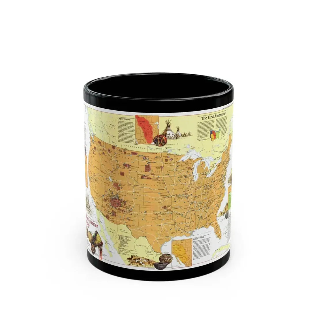 North America - Native American Heritage (1991) (Map) Black Coffee Mug 11oz - Go Mug Yourself