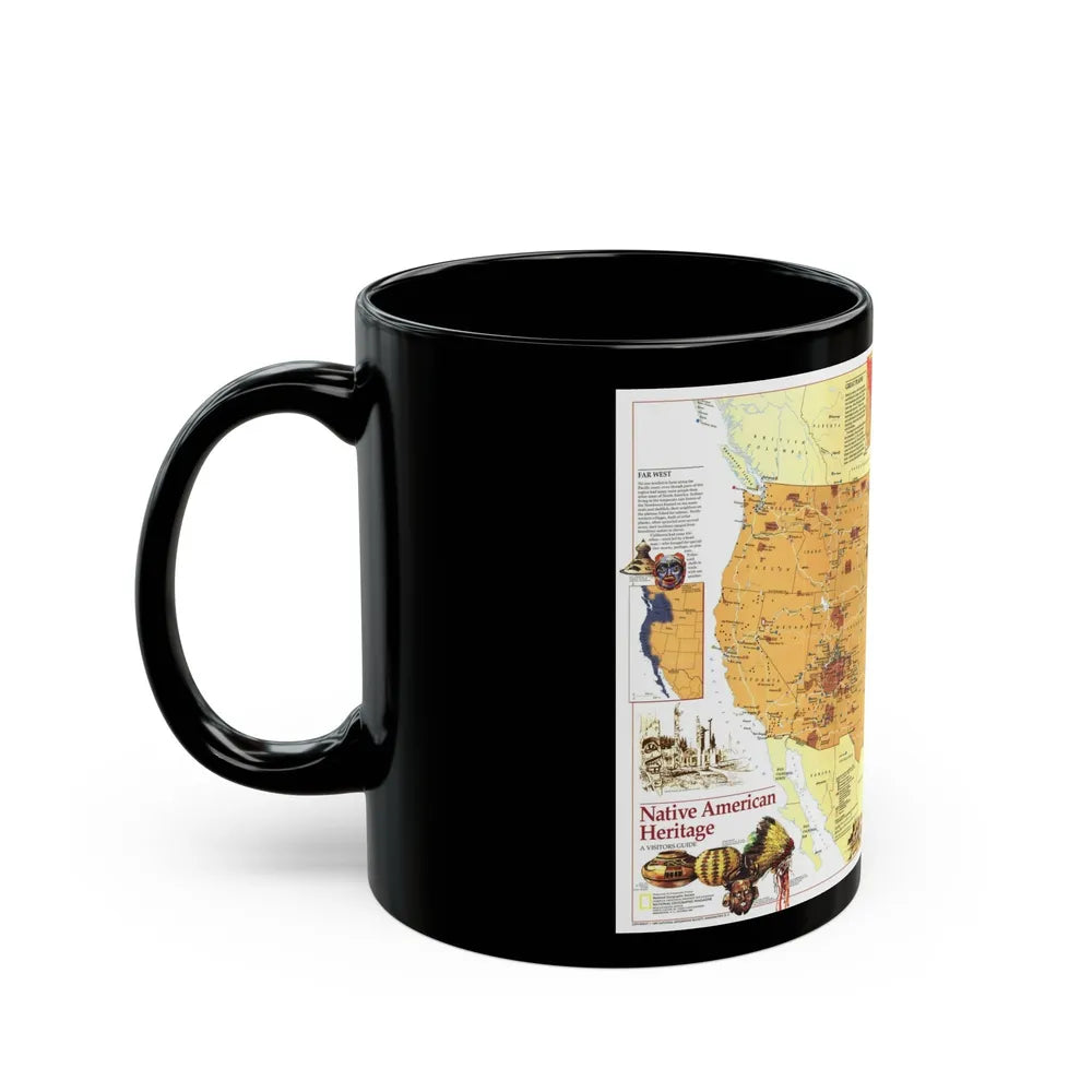 North America - Native American Heritage (1991) (Map) Black Coffee Mug-Go Mug Yourself