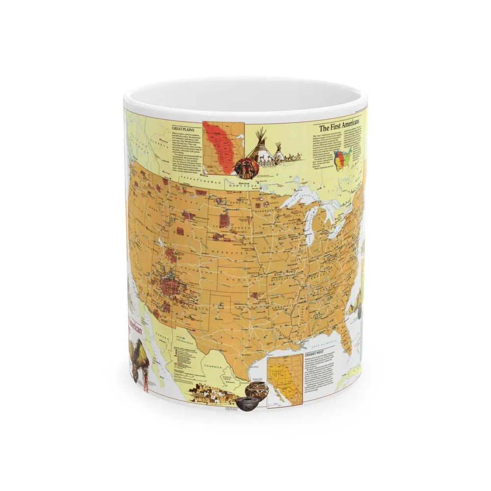 North America - Native American Heritage (1991) (Map) White Coffee Mug-11oz-Go Mug Yourself