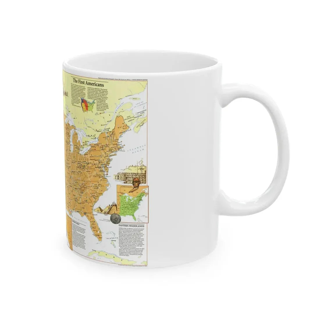 North America - Native American Heritage (1991) (Map) White Coffee Mug - Go Mug Yourself