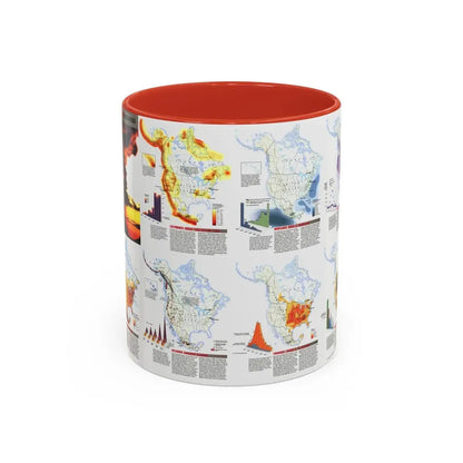 North America - Natural Hazards (1998) (Map) Accent Coffee Mug 11oz Red - Go Mug Yourself