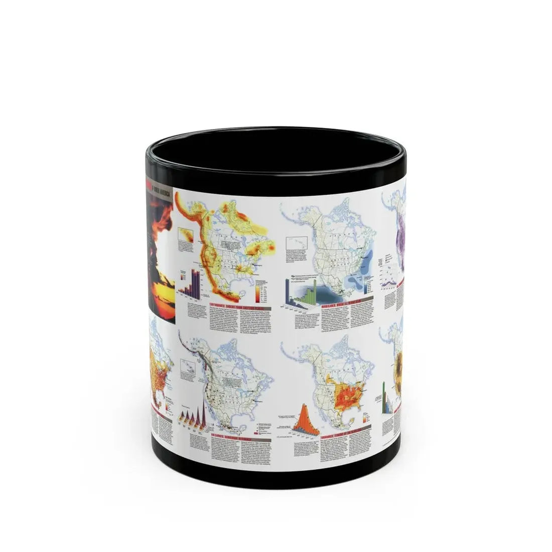 North America - Natural Hazards (1998) (Map) Black Coffee Mug 11oz - Go Mug Yourself