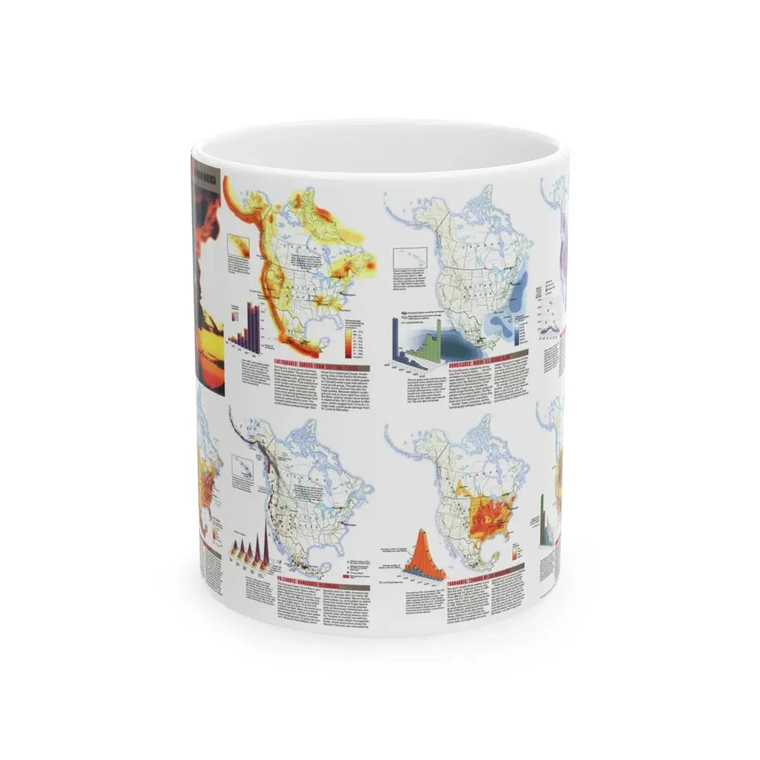 North America - Natural Hazards (1998) (Map) White Coffee Mug 11oz - Go Mug Yourself
