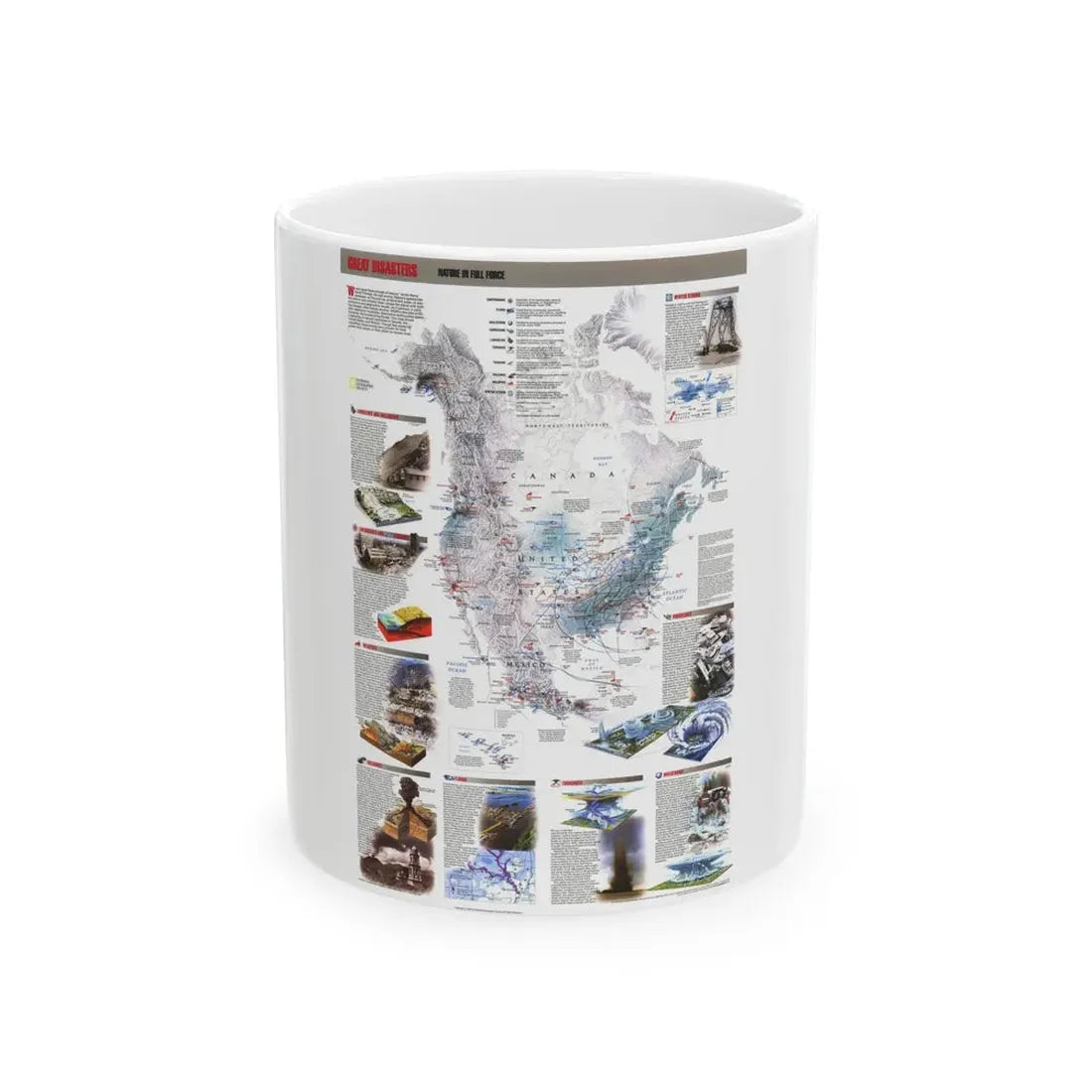 North America - Nature in Full Force (1998) (Map) White Coffee Mug 11oz - Go Mug Yourself