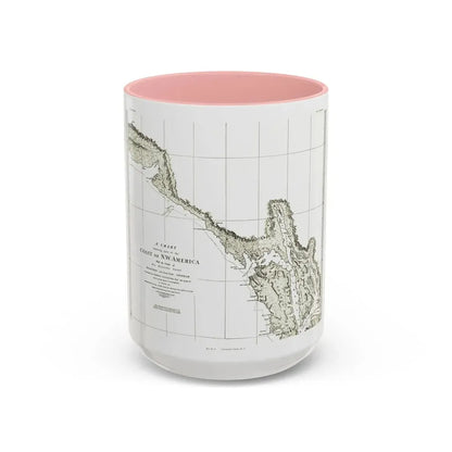 North America - Part of the Coast (1898) (Map) Accent Coffee Mug 15oz Pink - Go Mug Yourself