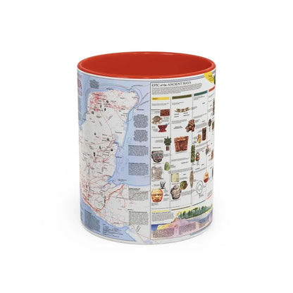 North America - The Ancient Maya World (1990) (Map) Accent Coffee Mug 11oz Red - Go Mug Yourself
