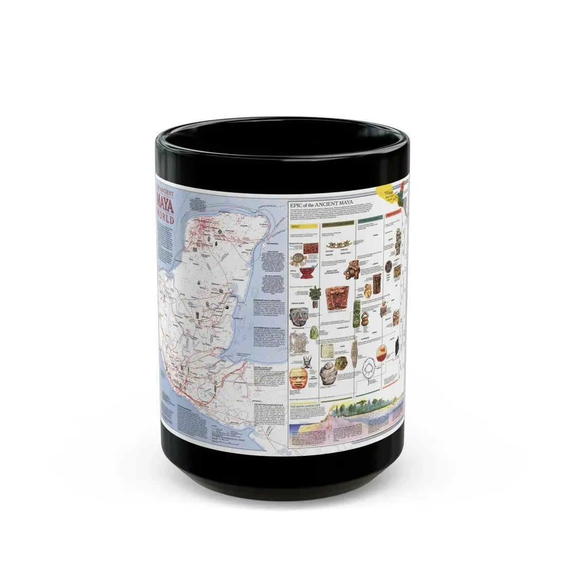 North America - The Ancient Maya World (1990) (Map) Black Coffee Mug 15oz - Go Mug Yourself