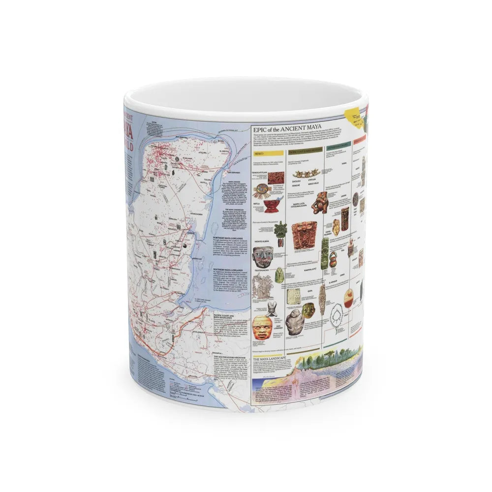 North America - The Ancient Maya World (1990) (Map) White Coffee Mug-11oz-Go Mug Yourself