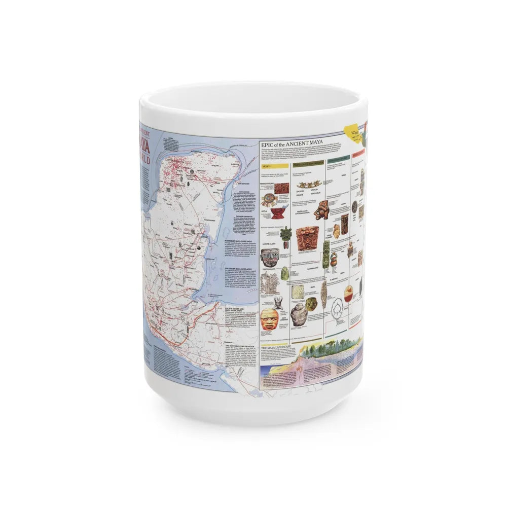 North America - The Ancient Maya World (1990) (Map) White Coffee Mug-15oz-Go Mug Yourself