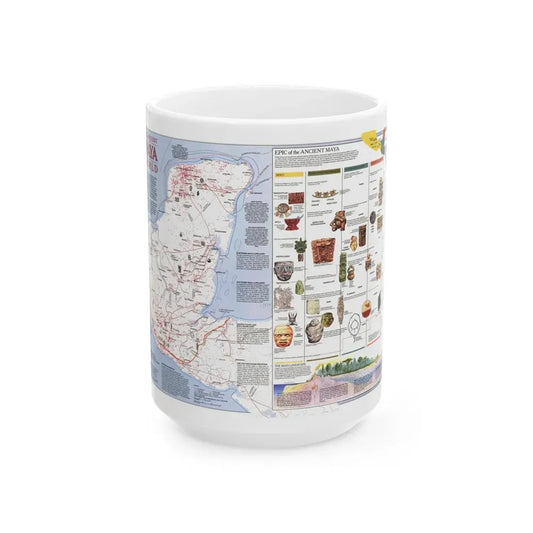 North America - The Ancient Maya World (1990) (Map) White Coffee Mug 15oz - Go Mug Yourself