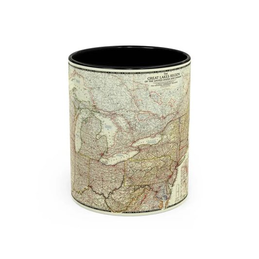 North America - The Great Lakes Region (1953) (Map) Accent Coffee Mug 11oz Black - Go Mug Yourself