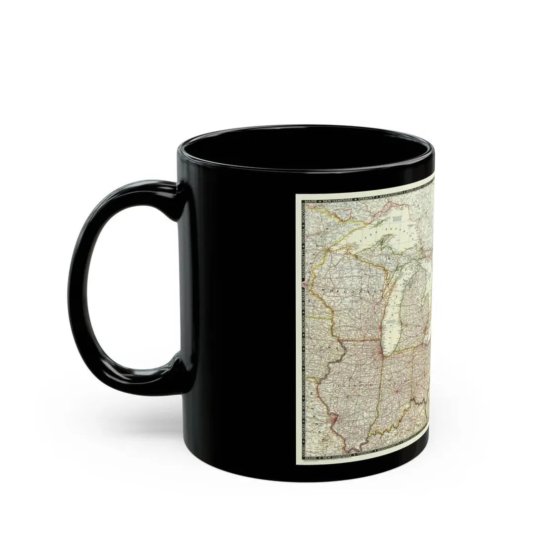 North America - The Great Lakes Region (1953) (Map) Black Coffee Mug - Go Mug Yourself