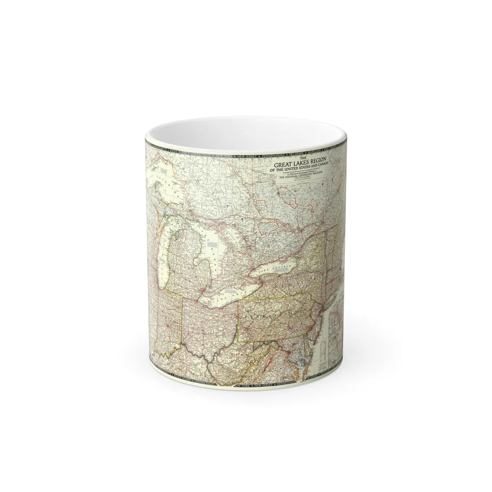 North America - The Great Lakes Region (1953) (Map) Color Changing Mug 11oz-Go Mug Yourself