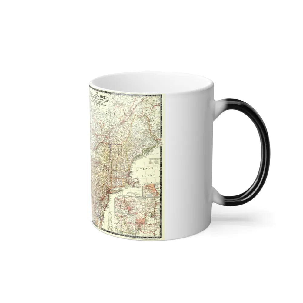 North America - The Great Lakes Region (1953) (Map) Color Changing Mug 11oz-Go Mug Yourself