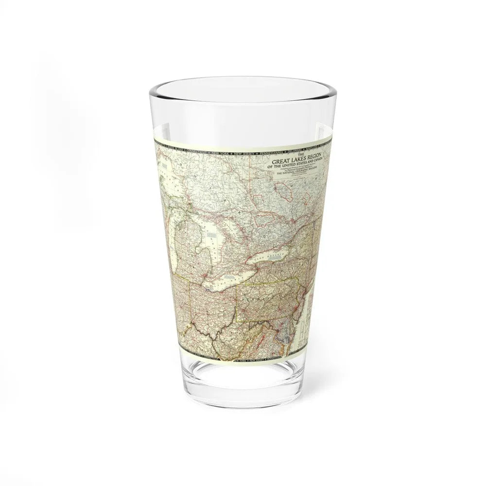 North America - The Great Lakes Region (1953) (Map) Pint Glass 16oz-16oz-Go Mug Yourself