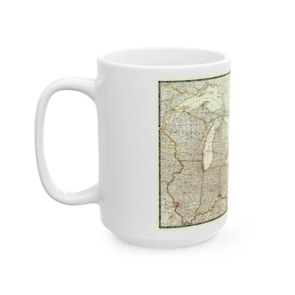 North America - The Great Lakes Region (1953) (Map) White Coffee Mug-Go Mug Yourself