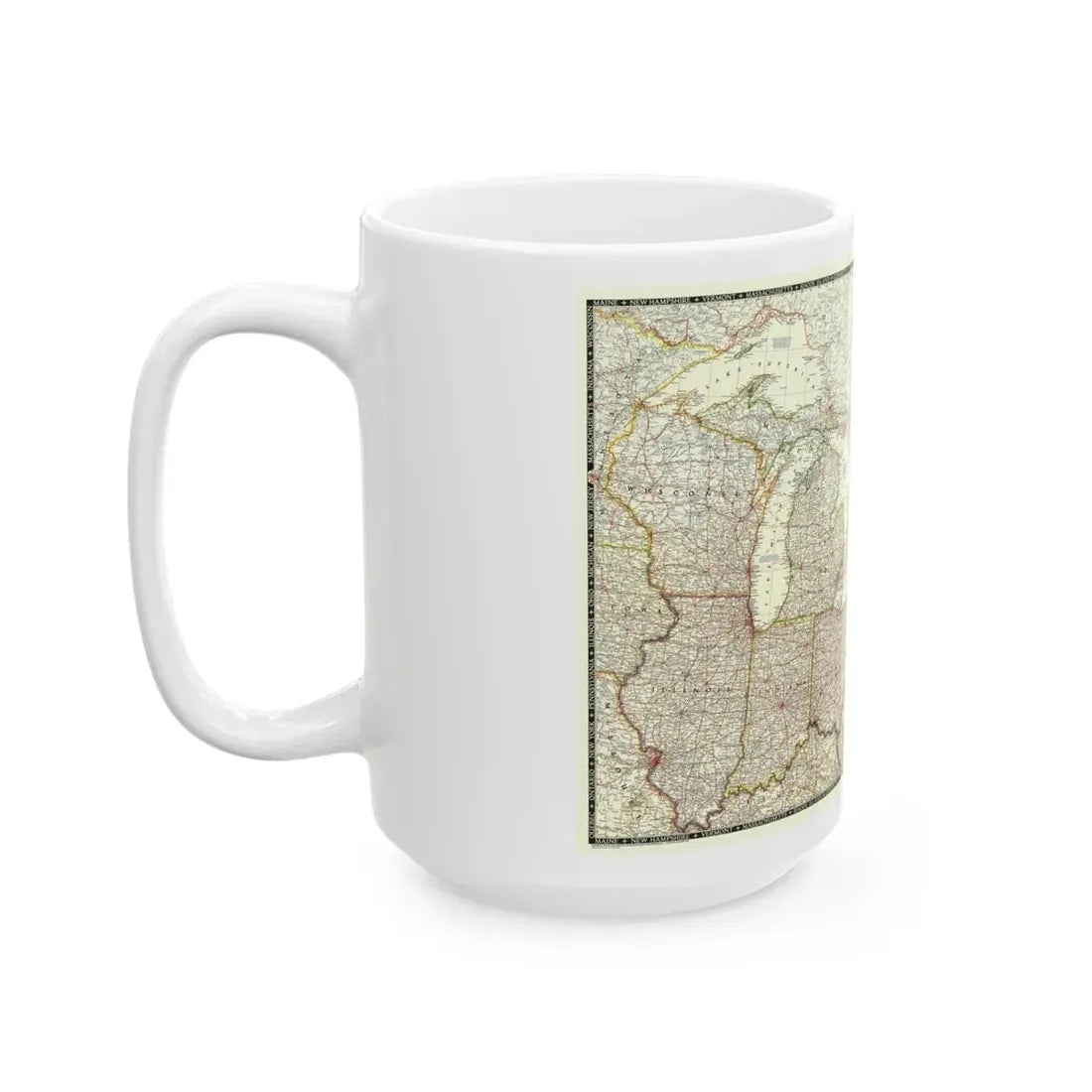 North America - The Great Lakes Region (1953) (Map) White Coffee Mug - Go Mug Yourself