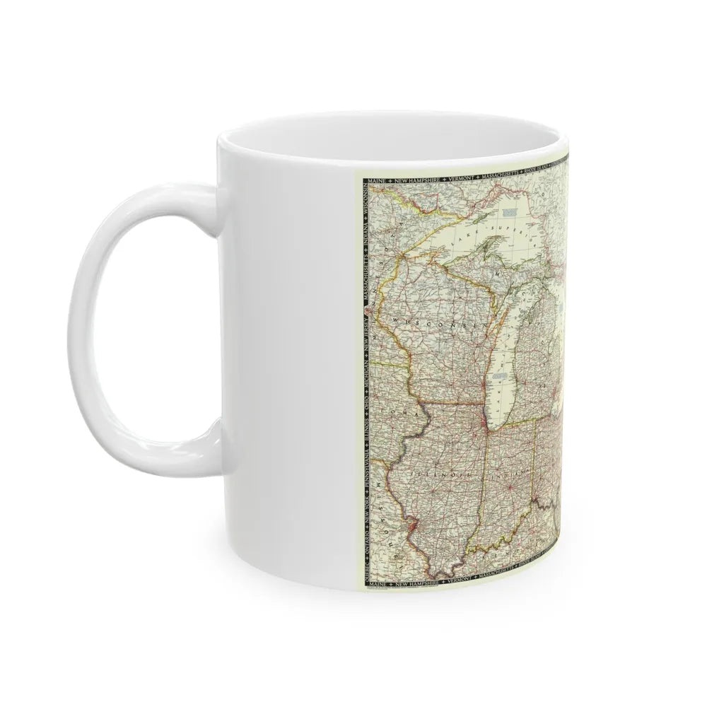 North America - The Great Lakes Region (1953) (Map) White Coffee Mug-Go Mug Yourself