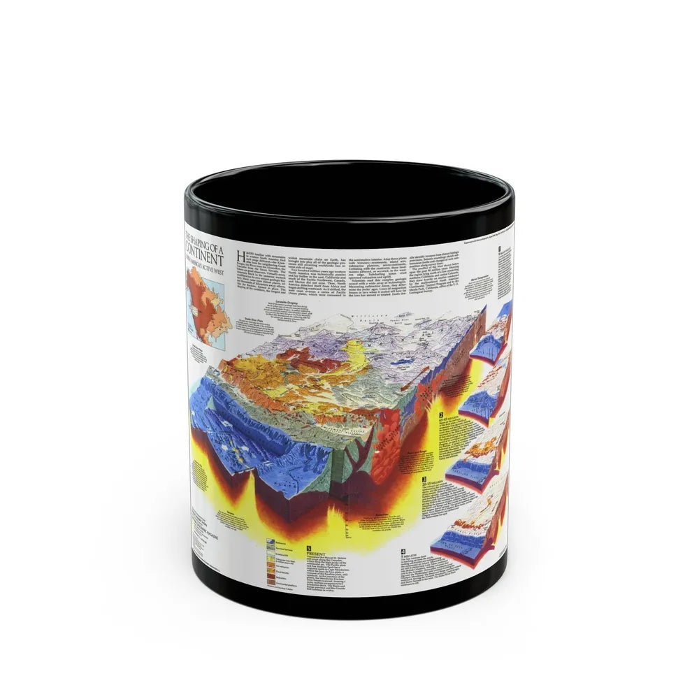 North America - The Shaping of a Continent (1985) (Map) Black Coffee Mug-11oz-Go Mug Yourself