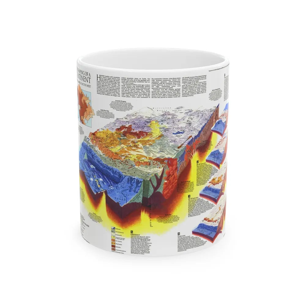 North America - The Shaping of a Continent (1985) (Map) White Coffee Mug-11oz-Go Mug Yourself