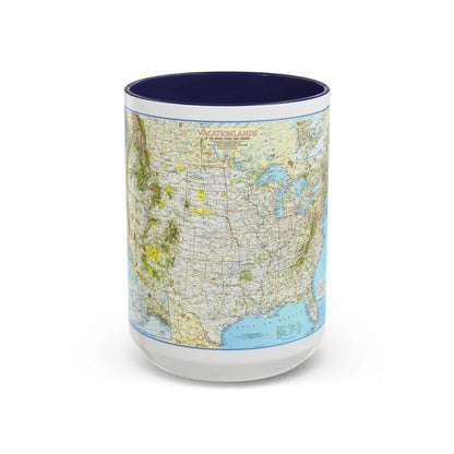 North America - Vacationlands (1966) (Map) Accent Coffee Mug 15oz Navy - Go Mug Yourself