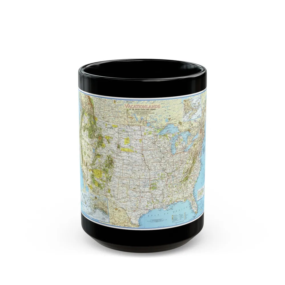 North America - Vacationlands (1966) (Map) Black Coffee Mug-15oz-Go Mug Yourself