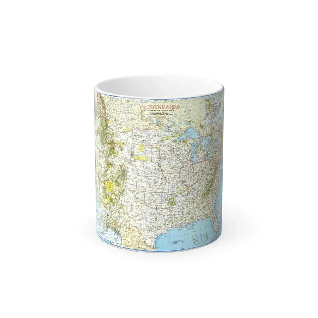 North America - Vacationlands (1966) (Map) Color Changing Mug 11oz Default Title 11oz - Go Mug Yourself