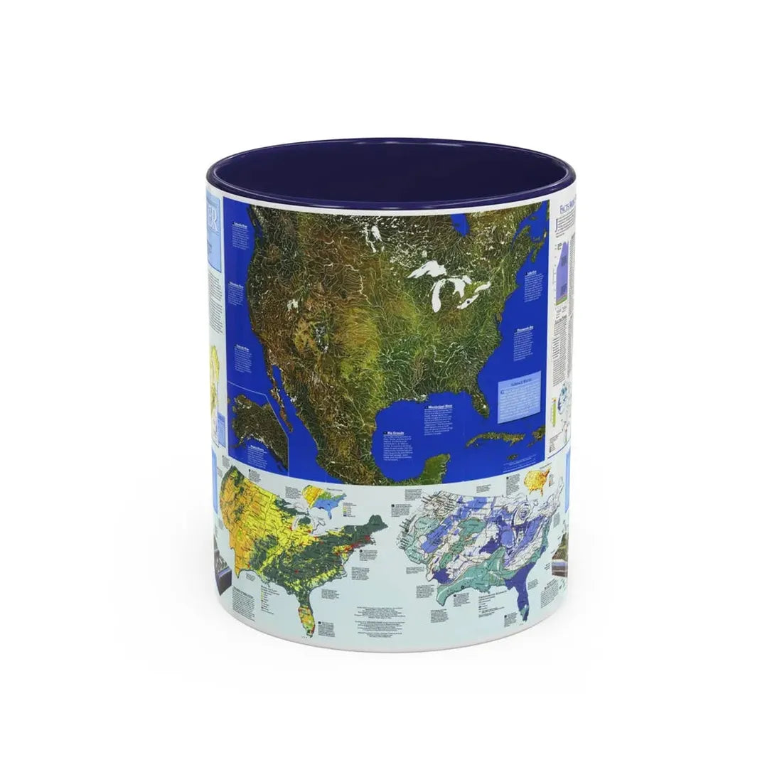 North America - Water- Precious Resource (1993) (Map) Accent Coffee Mug 11oz Navy - Go Mug Yourself