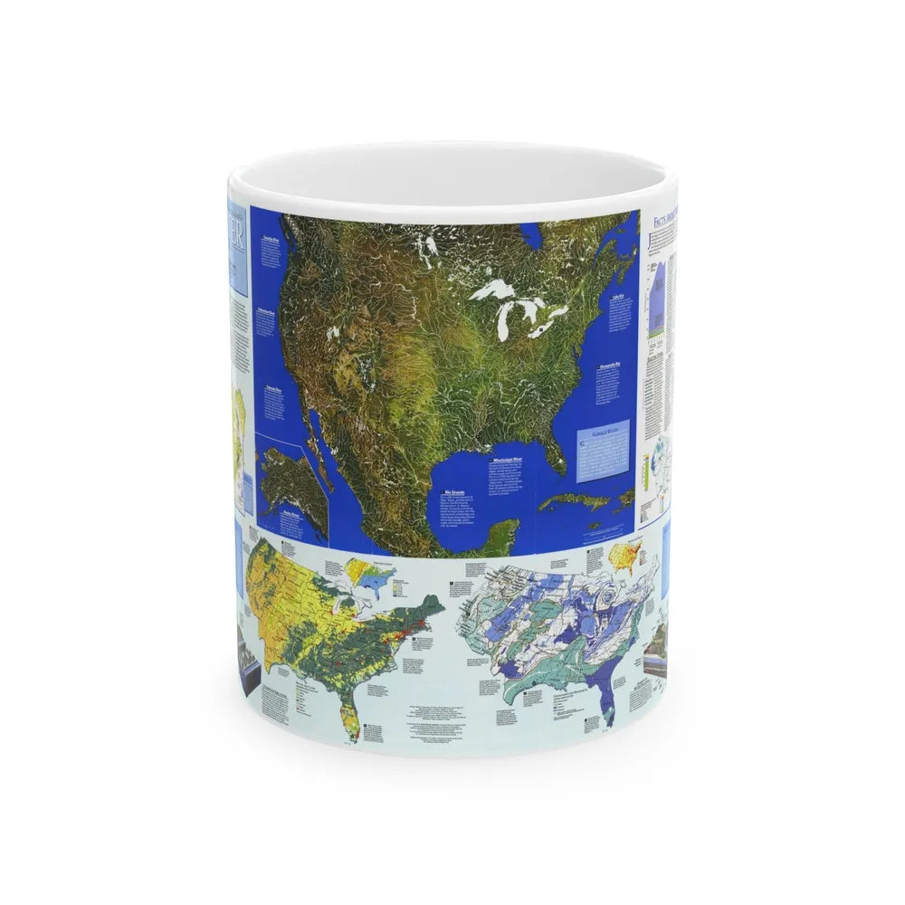 North America - Water- Precious Resource (1993) (Map) White Coffee Mug-11oz-Go Mug Yourself