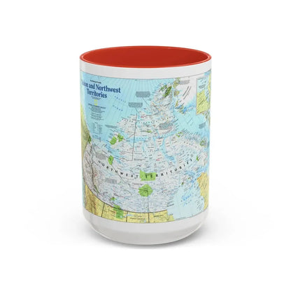 North America - Yukon and Northwest Territories (1997) (Map) Accent Coffee Mug 15oz Red - Go Mug Yourself