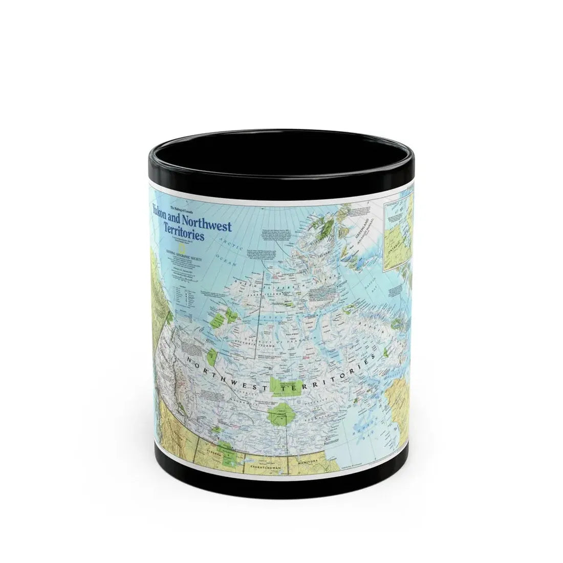 North America - Yukon and Northwest Territories (1997) (Map) Black Coffee Mug 11oz - Go Mug Yourself