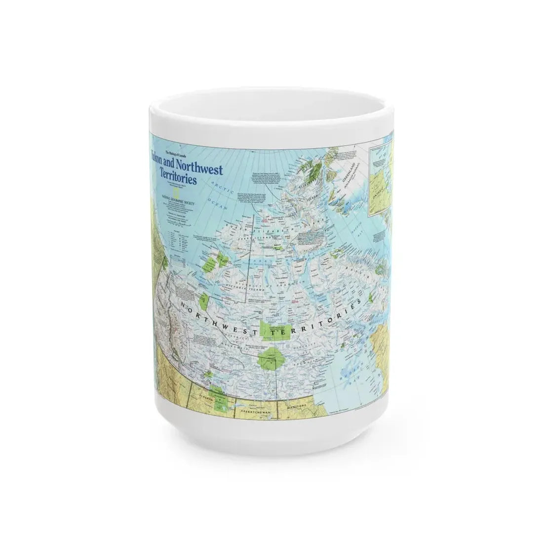 North America - Yukon and Northwest Territories (1997) (Map) White Coffee Mug 15oz - Go Mug Yourself