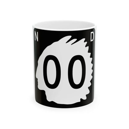 North Dakota 00 template (North Dakota) (Road Sign) White Coffee Mug 11oz - Go Mug Yourself