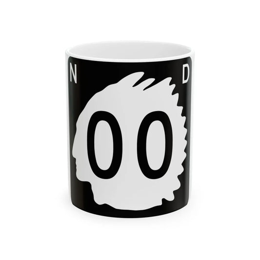 North Dakota 00 template (North Dakota) (Road Sign) White Coffee Mug 11oz - Go Mug Yourself