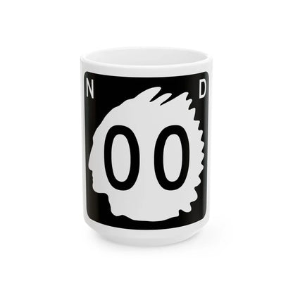 North Dakota 00 template (North Dakota) (Road Sign) White Coffee Mug 15oz - Go Mug Yourself