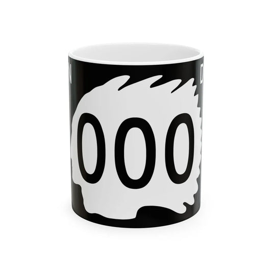 North Dakota 000 template (North Dakota) (Road Sign) White Coffee Mug 11oz - Go Mug Yourself