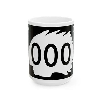 North Dakota 000 template (North Dakota) (Road Sign) White Coffee Mug 15oz - Go Mug Yourself