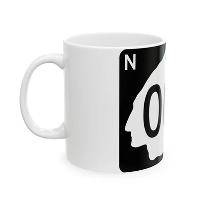 North Dakota 000 template (North Dakota) (Road Sign) White Coffee Mug - Go Mug Yourself
