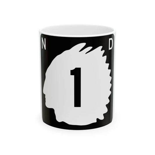 North Dakota 1 (North Dakota) (Road Sign) White Coffee Mug 11oz - Go Mug Yourself
