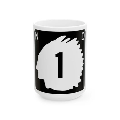 North Dakota 1 (North Dakota) (Road Sign) White Coffee Mug 15oz - Go Mug Yourself