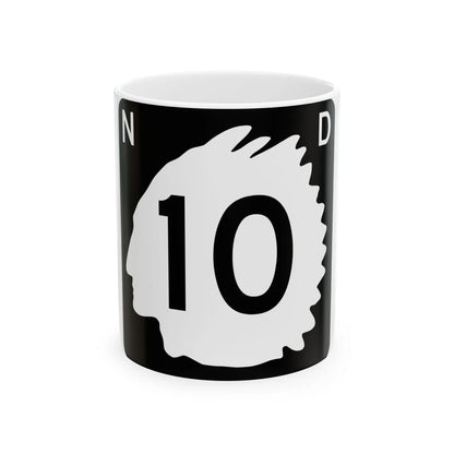 North Dakota 10 (North Dakota) (Road Sign) White Coffee Mug 11oz - Go Mug Yourself