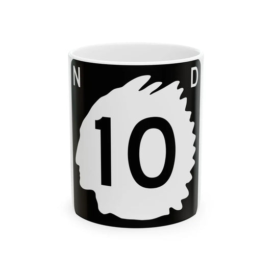 North Dakota 10 (North Dakota) (Road Sign) White Coffee Mug 11oz - Go Mug Yourself