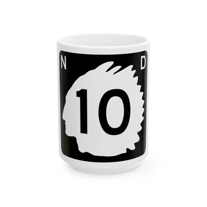 North Dakota 10 (North Dakota) (Road Sign) White Coffee Mug 15oz - Go Mug Yourself