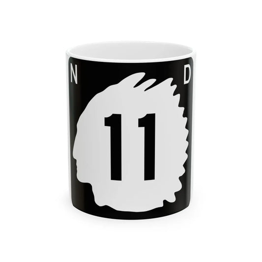 North Dakota 11 (North Dakota) (Road Sign) White Coffee Mug 11oz - Go Mug Yourself