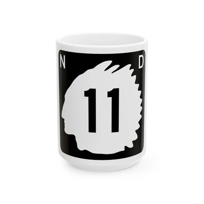 North Dakota 11 (North Dakota) (Road Sign) White Coffee Mug 15oz - Go Mug Yourself