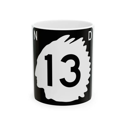 North Dakota 13 (North Dakota) (Road Sign) White Coffee Mug 11oz - Go Mug Yourself
