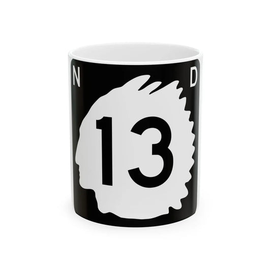 North Dakota 13 (North Dakota) (Road Sign) White Coffee Mug 11oz - Go Mug Yourself