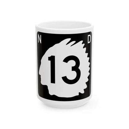 North Dakota 13 (North Dakota) (Road Sign) White Coffee Mug 15oz - Go Mug Yourself